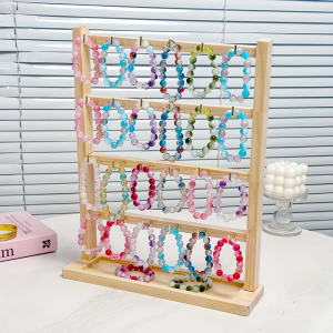 Multifunctional Wooden Earring Display Rack Necklace Ring Storage Rack Wooden Women Bracelet Watch Jewelry Organize