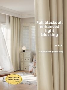 ORIENTAL LAN | Butter Cream Aesthetic Total Blackout Curtains Lightproof Sunscreen