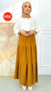 MK Womens Skirt Women A line Skirt Elastic High Waist Maxi Skirt Panjang Skirt Plus Size Perempuan [S17-425]