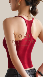 Yoko Crop Top เสื้อกล้าม ทรงครอป เว้าหลังรูปตัววาย มีบราในตัว ไม่ต้องใส่บรา ไม่ต้องติดซิลโคน สะดวกสบายขึ้น