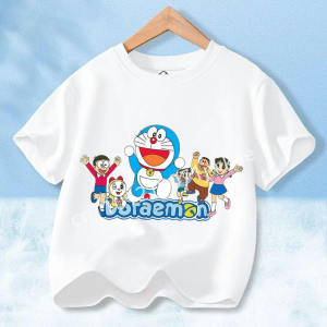 52TOYS | Summer Clothes Casuals Round Neck Shirt Doraemon Colorful T-shirt Printed Short-sleeved Outdoor Simple Comfortable Pullover Tops
