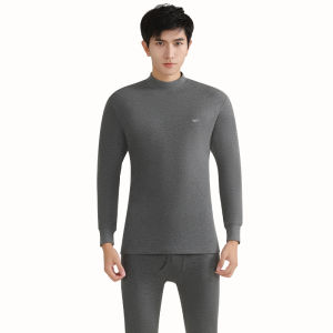 Bộ Đồ Lót Giữ Nhiệt Nam Cổ Giữa Nguyên Chất Cotton Vải Bông Áo Sơ Mi Dài Tay Phong Cách Thể Thao Thoải Mái Và Quần Dài Thích Hợp Cho Trẻ Trung