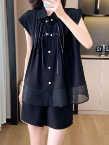 plus Size Floral Embroidery Retro Buttoned Chinese Style Shirt And Shorts Set Summer Fashionable Ensemble for Plump Sisters