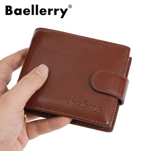 Mens Wallet with Zipper & Snap Fastener Baellerry Short PU Leather Wallet for Men Large Capacity Multi Card Slots Money Clip