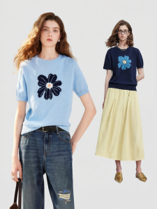 Toyouth | Summer Flower Jacquard Knitted Top for Women