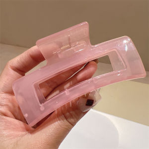 Korean Style Large Jelly Color Pink Series Hair Claw Simple Large Size Ponytail Holder Shark Clamp Hair Clip Fashionable Accessory