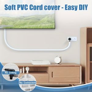 1 Pc Self-Adhesive PVC Cable Cover Invisible Cord Concealer for Desk Wall and Floor Wiring Home Decor Cable Management