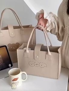 ถูกพร้อม กระเป๋าผ้าสักหลาด กระเป๋าผ้า เสริมสวย กระเป๋าผ้าเอนกประสงค์ กระเป๋าผ้า