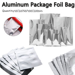10-200pcs Silver Aluminum Foil Package Bag Storage Bag Open Tops Heat Seal Vacuum Mylar Foil Bags for Spice Powder Storage