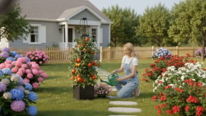 Planter Box With Trellis Raised Garden Bed Tomato Planter with Trellis Tomato Cages for Indoor & Outdoor Climbing Plants Self-Watering Tomato Cage for Climbing Plants Vegetables Flowers