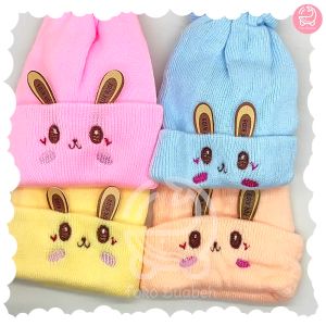 Mai Baby Topi Rajut Kupluk Bayi Newborn Tebal Gambar Muka Kelinci Bisa untuk Cewek Atau Cowok