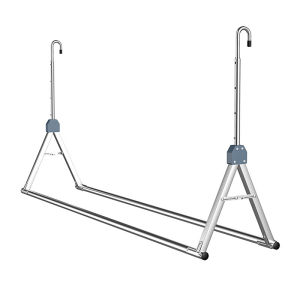 Stainless Steel Adjustable Balcony Clothes Drying Rack Double Rods Quilt Drying Tool Foldable Home Use Laundry Hanger