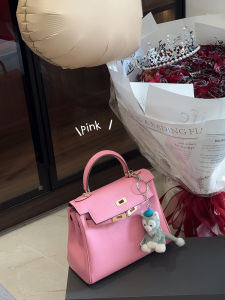 BYCHANCESHOP25 Christmas Sakura Pink Top Layer Cowhide Gold Buckle Kelly Bag Single Shoulder Slant Cross Womens Handbag