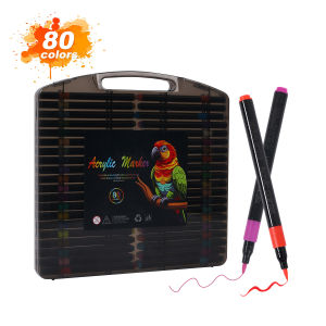 XT Acrylic Marker Pen Set 80 Colors Acrylic Marker Brush Tip Colored Markers Set Coloring Pen Highlighter Pen Art Supplies Ideal Christmas Gift for Teens Grandkids Kids