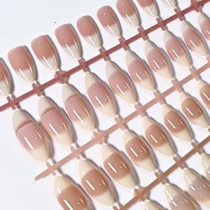 150Pcs 5Colors Ombre French Fake Nails Tips Glossy Nude White Medium Almond Press On Nails Elegant Minimalist Women Manicure TD