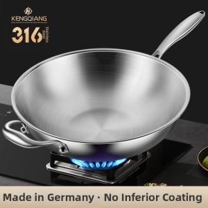 RONGCHUAN | Non-stick 316 Stainless Steel No-coating Stir-fry Pan