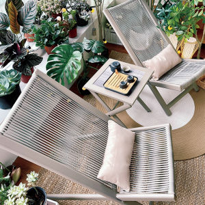 Balcony Chair Small Apartment Reading and Drinking Tea Casual Chair Scandinavian Cream Style Tea Table and Chair Courtyard Garden Outdoor Desk-Chair