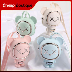 พัดลมคอห้อย, พัดลมมินิ, พัดลมคล้องคอ, มีสายคล้องคอ, พัดลมUSB, หมีอวกาศขนาดเล็ก - Macaron Leafless Neck Fan 447