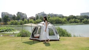 [ TẶNG THẢMI ]Lều Cắm Trại Tự Bung 2-4 Người Chống Mưa Nắng Dã Ngoại Du Lịch Gia Đình Gấp Gọn Dễ Dựng