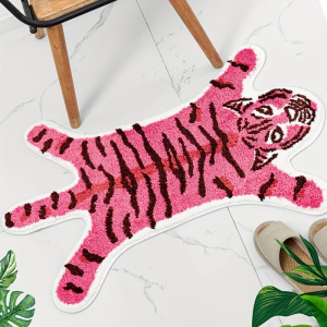 VIKAMA Hồng Họa Tiết Hổ Nằm Không Đều Lông Tơ Thảm Chống Trơn Trượt Sàn Cho Phòng Tắm Phòng Ngủ Lối Vào Hiện Đại Trang Trí Nhà Cửa