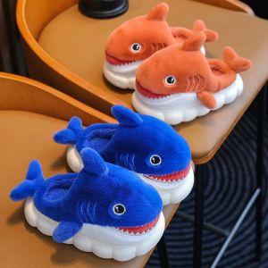 Kids Winter Warm Cotton Slippers Shark Slip-On Shoes for Boys & Girls Soft Non-Slip Soles Lightweight Easy Wear Indoor Slipper