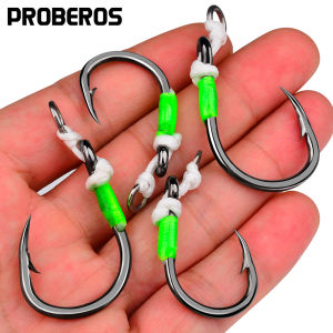 Proberos 5PCS Super Heavy Duty Ironplate Single Big Hook Jigging Assist Saltwater Hooks