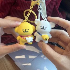 Cute Cartoon Line Puppy Keychain Adorable Key Chain Bag Pendant Car Key Ring Creative Gifts for Children