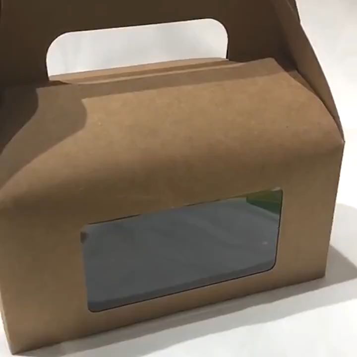 Dessert Swiss Roll Cake Cupcake Mooncake Craft Window Baking Paper Box With Handle Fruit Egg Tart Kotak Kuih Lapis Kek