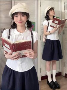 Tall Womens plus Size Blue Puffy Half-length Skirt Korean Style Commute High Waist Flared A-Line Mini Skirt for Summer