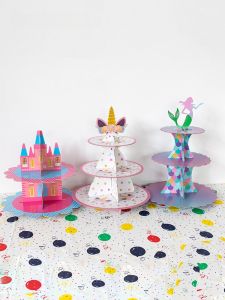 Cake Stand Girl Birthday Decoration Mori Style Disposable Dessert Table Afternoon Tea Dim Sum Rack Brown Packing Paper Ins Tableware