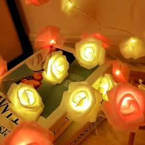 Vimite LED Rose Lamp String Artificial Flower Girls Room Festive Birthday Wedding Romantic Atmosphere Decorative Lights
