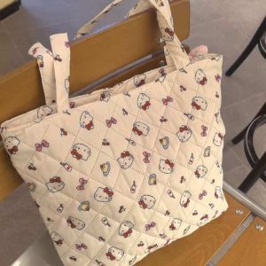 Kitty Cat Casual Large Capacity Cotton Filled Thickened Handbag Tote Bag Fashionable Single Shoulder Crossbody Bag for Women
