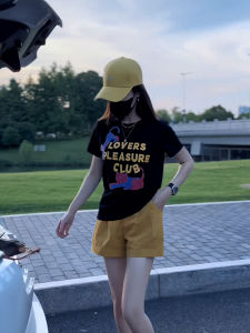 Hong Kong Style Casual Slimming Short Sleeve T-Shirt Womens Summer Fashion Design Printed Top round Neck Commute Korean Version