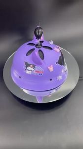 [KÈM CHARM] Nón bảo hiểm cho bé vành tròn Kuromi kèm lò xo Kuromi và tai mèo dễ thương - Nón chính hãng Long Thanh