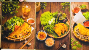 (ẢNH THẬT) Tranh treo tường bánh xèo 5 trang trí decor quán ăn nhà hàng kèm đinh