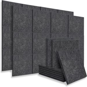 BEIYIN 12 Pcs Acoustic Panel With Self-adhesive 30X30X0.9CM Sound proof Panel High Density Sound panel Soundproof Wall Panel for Home Studio Office