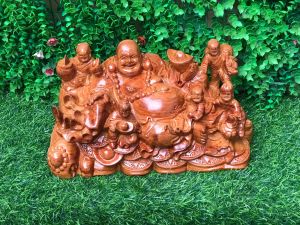 Tượng di lạc ngũ phúc phong thuỷ gỗ hương đá mun hoa kt 30/15/15