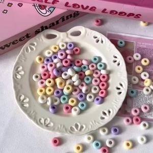 55-290Pcs 13x7mm Mixed Color Acrylic Large-hole Oblate Beads Spacer Beads For Jewelry Making DIY Phone Chain Keychain Accessory