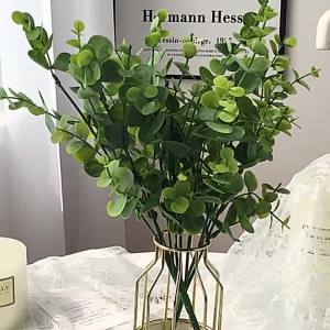 Artificial Plastic Plants Leaves Green Eucalyptus Branch Garden Vase Home Room Table Festival Wedding Decora Faux Fake Flowers