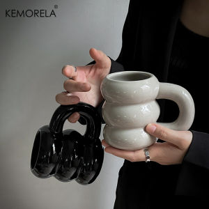 KEMORELA 420ML Cute Donut Ceramic Mug With Handle Nordic Style Creative Large Capacity Coffee Cup Simple Couple Water Cup Gift