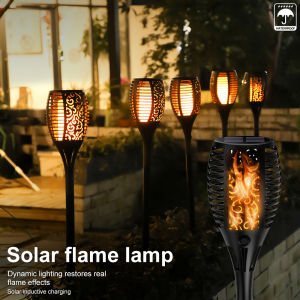 Solar Flame Lawn Light Outdoor Waterproof Garden Landscape Courtyard Lawn Path Light Christmas Decoration Tube Fairy Lights Wall Light