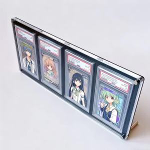 Takara Tomy | 4-Slot Black Graded Card Stand Black Acrylic Display Holder for PTCG Rating Card Trading Cards Crystal Clear Edges