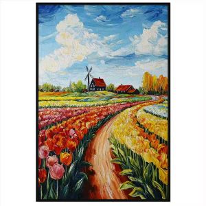 Tranh phong cảnh vẽ cánh đồng hoa tulip.Tranh treo tườngdán tườngsơn dầucanvastrang trí.CGI-2095