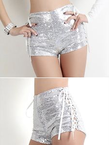 Quần Short Nhún Bèo Cạp Cao Gợi Cảm Phong Cách Hàn Quốc Biểu Diễn Sân Khấu Club Bar Jazz Dance Quần Short Lấp Lánh Khoét Rỗng