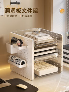 ช่องเก็บของบนโต๊ะทำงานแบบมีช่องรูพร้อมชั้นวางของสำหรับจัดระเบียบของใช้ในออฟฟิศสำหรับนักเรียนและบุคลากรทางการศึกษา