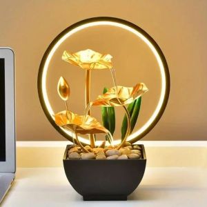 1pc 3-Tier Tabletop Indoor Water Lily Fountain with LED For Home And Office Decor Beautiful Humidifier Gifts For Friends And Family