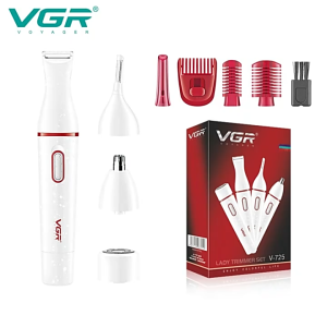VGR V725 Women Waterproof 4 in 1 Lady Shaver Washable Mini Electric Nose Ear Trimmer Facial Shaver Eyebrows Trimmer