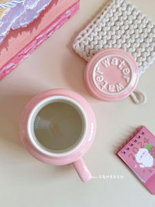 แก้วดื่มน้ำเซรามิก แก้วมักกะโรนี แก้วดื่มน้ำแบบมีฝาปิด ของขวัญวันเกิดสำหรับผู้หญิง ของขวัญที่น่ารักและเป็นของขวัญที่ดีสำหรับผู้หญิง