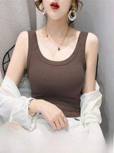 Spring 2025 Womens Slim Fit Modal Threaded Strap Vest Top Inner Wear Summer Outerwear Base Shirt Commute Style Pure Color