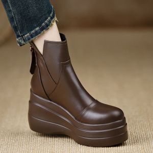 Leather Handmade Women's Shoes: Autumn & Winter Heightened Boots